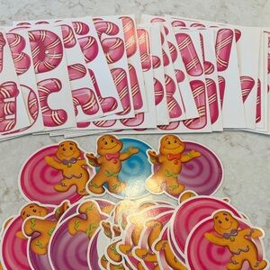 Lollipop letters & Gingerbread candy land paper cutouts. Candy party decor.
